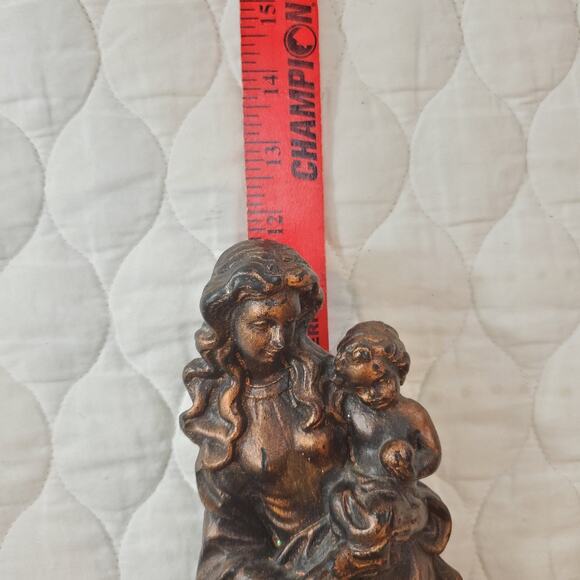 Vintage 92 Handmade Religious Virgin Mary Baby Jesus Wax Wall Sculpture Statue - Picture 14 of 15